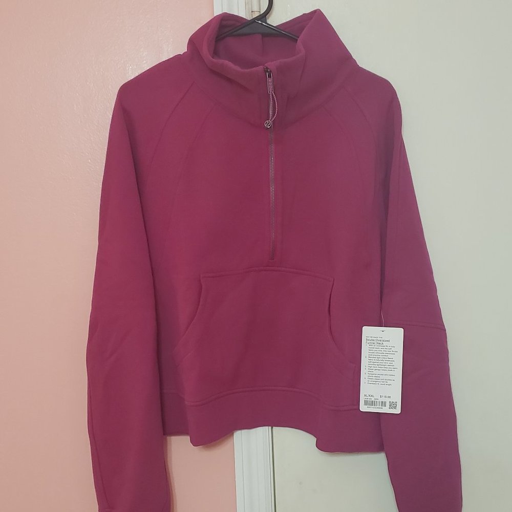 Lululemon oversized funnel neck scuba ripened raspberry xl/xxl